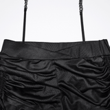 Sexy Women's Goth Shorts With Ruched Chiffon Drape Panels