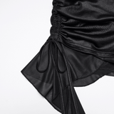 Sexy Women's Goth Shorts With Ruched Chiffon Drape Panels