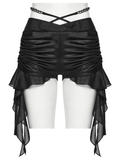 Sexy Women's Goth Shorts With Ruched Chiffon Drape Panels