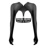 Sexy Women's Long Sleeve Crop Top with Open Chest / Erotic Female Backless Clothing - EVE's SECRETS