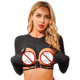 Sexy Damen-Langarm-Crop-Top mit offener Brust / erotische weibliche rückenfreie Kleidung 