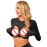Sexy Women's Long Sleeve Crop Top with Open Chest / Erotic Female Backless Clothing - EVE's SECRETS