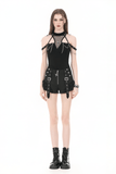 Sexy Women's Ruffle Shorts with Buckled Strap Details