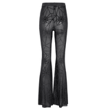 Sheer Black Flare Pants featuring a Spiderweb Design