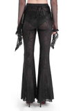 Sheer Black Flare Pants featuring a Spiderweb Design