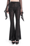 Sheer Black Flare Pants featuring a Spiderweb Design