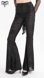 Sheer Black Flare Pants featuring a Spiderweb Design