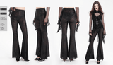 Sheer Black Flare Pants featuring a Spiderweb Design