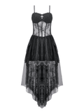 Sheer Lace Mini Dress with Corset Back and Delicate Straps