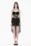 Sheer Lace Mini Dress with Corset Back and Delicate Straps