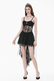 Sheer Lace Mini Dress with Corset Back and Delicate Straps