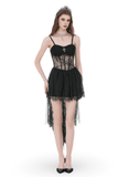Sheer Lace Mini Dress with Corset Back and Delicate Straps