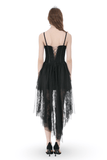 Sheer Lace Mini Dress with Corset Back and Delicate Straps