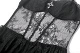 Sheer Lace Mini Dress with Corset Back and Delicate Straps