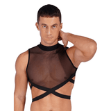 Sheer Mesh Crop Tops for Male / Sleeveless Vest with Zipper Back / Elastic Transparent Clothing - EVE's SECRETS