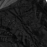 Sheer Off-Shoulder Frilled Mesh Top with Flare Sleeves