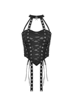 Sleek Black Halter Top Featuring Edgy Lace-Up Design
