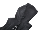 Sleeveless Gothic Hooded Top with Strap Buckle Detail