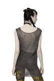 Sleeveless Knit Top with Gothic Shredded Metal Appearance