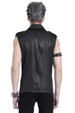 Sleeveless Lace-Up Shirt with Epaulets and Metal Studs