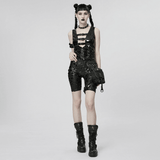 Slim Gothic Patent Leather Vest with Buckles Detail