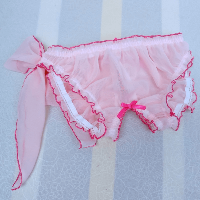 Softy Panties with Open Butt / Men's Underwear With Adjustablge Bow / Polyester Male Lingerie - EVE's SECRETS