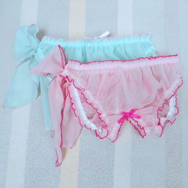 Softy Panties with Open Butt / Men's Underwear With Adjustablge Bow / Polyester Male Lingerie - EVE's SECRETS