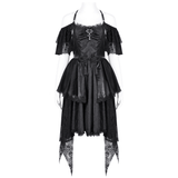 Sophisticated Gothic Tiered Dress with Skulls and Lace