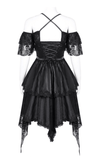 Sophisticated Gothic Tiered Dress with Skulls and Lace