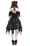 Sophisticated Gothic Tiered Dress with Skulls and Lace