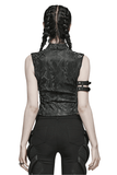 Sophisticated Punk Sleeveless Top with Black Snake Print