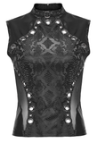 Sophisticated Punk Sleeveless Top with Black Snake Print