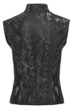 Sophisticated Punk Sleeveless Top with Black Snake Print