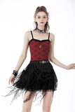 Spiderweb Lace Mini Skirt with Punk-inspired Belt Detail