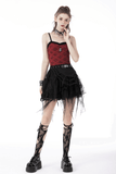 Spiderweb Lace Mini Skirt with Punk-inspired Belt Detail
