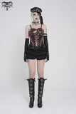 Spiked Faux Leather Gothic Corset Top with Zip Details