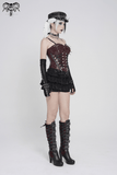 Spiked Faux Leather Gothic Corset Top with Zip Details