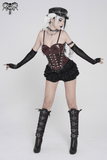 Spiked Faux Leather Gothic Corset Top with Zip Details
