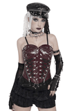 Spiked Faux Leather Gothic Corset Top with Zip Details