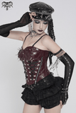 Spiked Faux Leather Gothic Corset Top with Zip Details