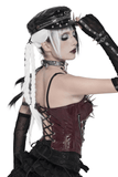 Spiked Faux Leather Gothic Corset Top with Zip Details