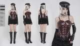 Spiked Faux Leather Gothic Corset Top with Zip Details