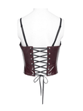 Spiked Faux Leather Gothic Corset Top with Zip Details