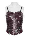 Spiked Faux Leather Gothic Corset Top with Zip Details