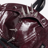 Spiked Faux Leather Gothic Corset Top with Zip Details