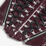 Spiked Faux Leather Gothic Corset Top with Zip Details