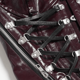 Spiked Faux Leather Gothic Corset Top with Zip Details