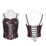 Spiked Faux Leather Gothic Corset Top with Zip Details
