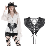 Steampunk-inspired Lace-Up Corset Belt from PU Leather