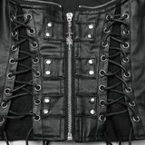 Steampunk Waist Vest with High Collar and Lace-Up Design